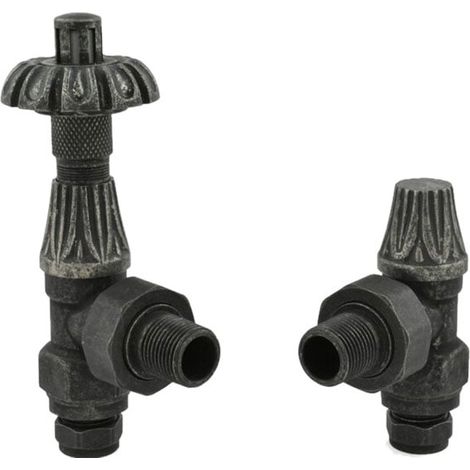 Heatwave Wyndham Pewter Angled Thermostatic Radiator Valve Set (1/2)