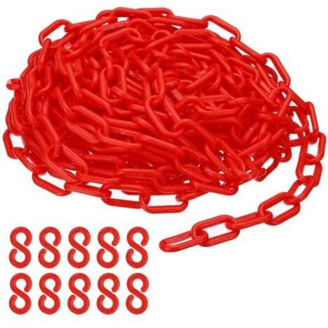 Maillons de chaîne en plastique rouge, 10M,6 mm, pour barrières, parkings, clôtures, portails et décoration