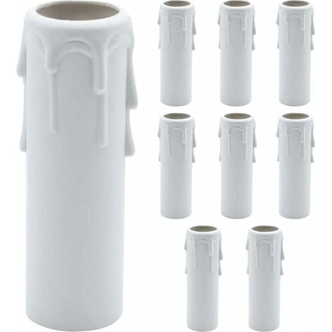 ZVD-Paquet de 9 bougies gouttes gouttes en plastique couvre les tubes pour lustre lumière pendants luminaires blanc (1/4)