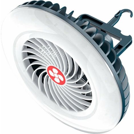 Ventilateur Avec Lampe LED - Batterie Rechargeable Intégrée - Indicateur De Niveau De Charge - Pour Camping Tente Bureau Extérieur - 1 Pièce (1/5)