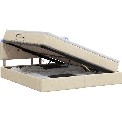 Letto con contenitore LED e materasso Crema 180 x 200 cm vidaXL (1/5)