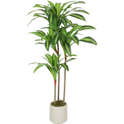 HOMCOM 120cm Artificial Dracaena Tree with Bendable Trunks for Home Decor