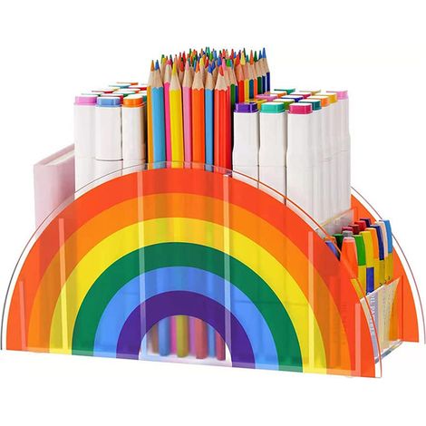 Organiseur de bureau pour enfants, porte-stylo arc-en-ciel, organiseur de table, organisateur multifonction pour fournitures scolaires et de bureau, organisation de la classe (1/5)