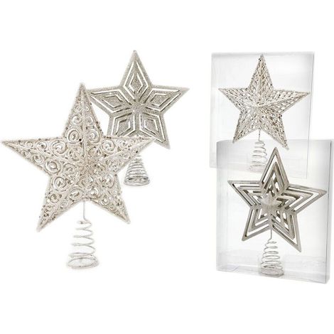Puntale stella bianco per albero di natale addobbi natalizi in decorazioni ornamenti casa negozio vetrine h27 cm - decoro: decoro 4 (1/2)