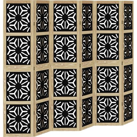 Raumteiler 6 Paneele braun schwarz Paulownia Massivholz