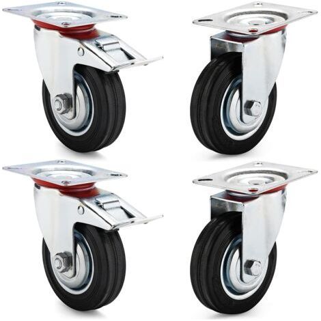 100mm Furniture Transport Casters, 4 Equipment Casters, 2 Swivel Casters + 2 Swivel Casters with Brake (1/5)