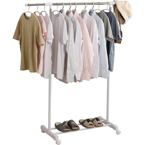 1PC Single Retractable Clothes Drying Rack For Household Use In The Bedroom, Easy To Store Indoors, For Hanging And Drying Clothes And Hats, Freestanding Clothes Rack (1/5)