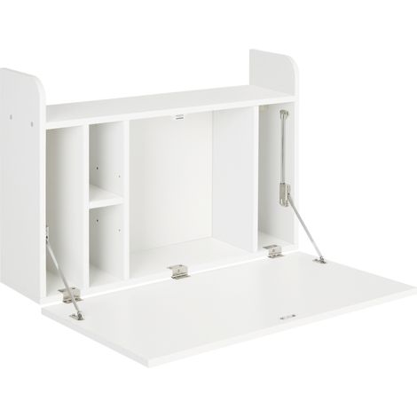 Bureau mural multi-rangement pliable CLOVIS blanc (1/5)