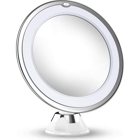 Miroir De Maquillage Agrandissant 10x Avec Eclairage Led - Pour Salle De Bain Tablette Voyage - Sans Fil Portable - 1 Piece (1/5)