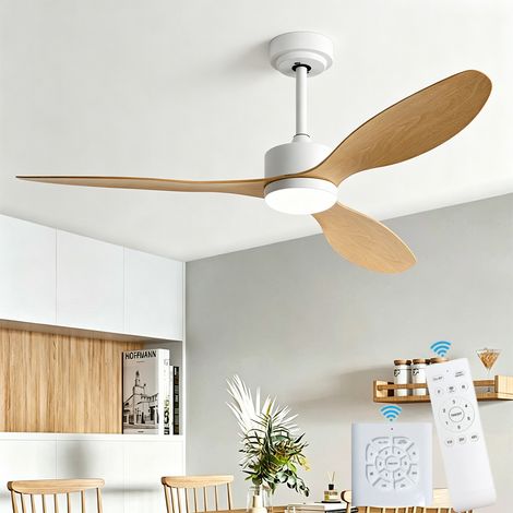 Ventilateur de plafond 106 cm avec lumière, télécommande et contrôleur mural, moteur CC silencieux, 6 vitesses, 3 températures de couleur, minuterie