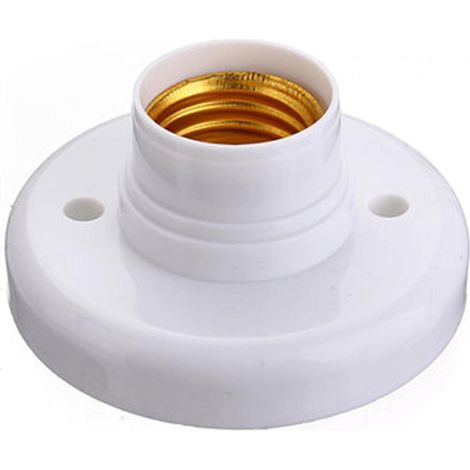 (Blanc) 2 Pcs de Douille pour Ampoule E27, Supports de Lampe E27 Douille de Base de Vis en Plastique Rond, Porte-Lampe Support Douille E27 Murale, Ronde Vis Titulaire Lumière Douille