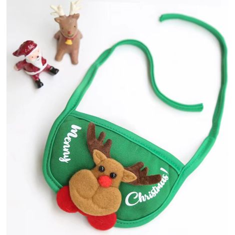 Costume de Noël pour chien, décoration automne-hiver, accessoires élégants et mignons pour chatons, chiots, bavoirs verts (convient aux animaux de moins de 7,5 kg/16,5 lb) (1/5)