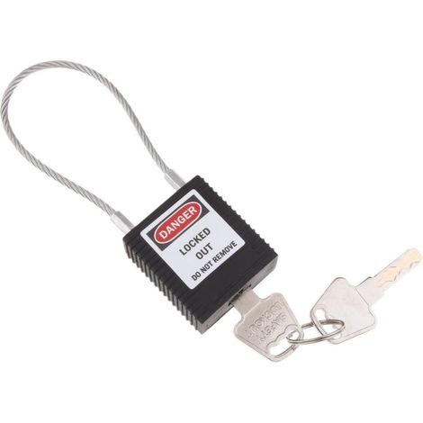 cadenas de verrouillage de sécurité à clé, manille 3.2mm noire (1/5)