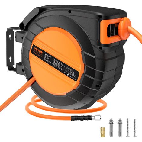 Enrouleur de tuyau à air rétractable 3/8IN x 50FT avec tuyau hybride 300PSI et support mural avec rotation à 180 degrés (1/5)