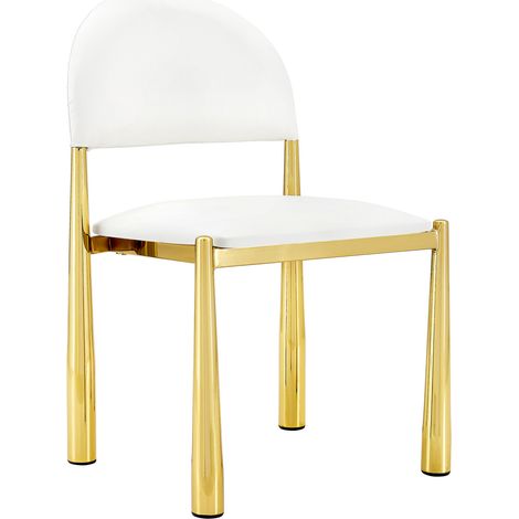 Set di 2 sedie da pranzo moderne bianche in PU con gambe in metallo, schienale semicircolare, 80 cm (1/4)
