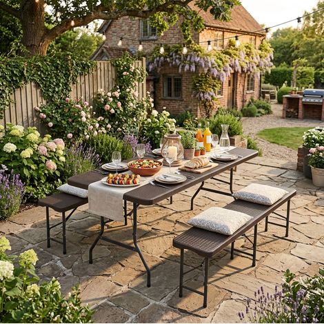 Tisch klappbar Esstisch 6 Personen Braun OKMYHOME (1/5)