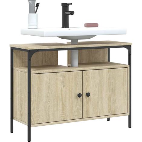 Waschbeckenunterschrank Sonoma-Eiche 80x30x60 cm Holzwerkstoff