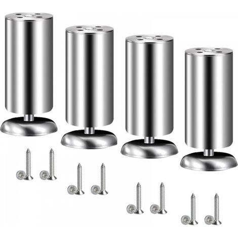 Pieds de meubles en acier inoxydable en quatre parties, adaptés aux bureaux, canapés, tables, pieds de meubles, 150 mm, argent (1/5)