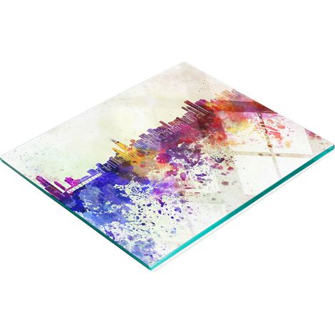Tabla de servir de cocina de vidrio templado con gráficos de Chicago, 60 x 52 cm. (1/5)