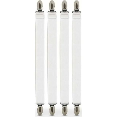 Sangles pour drap-housse - OKUMGGYJ - 4 pièces - Réglables - Clips métalliques - Nylon élastique (1/5)