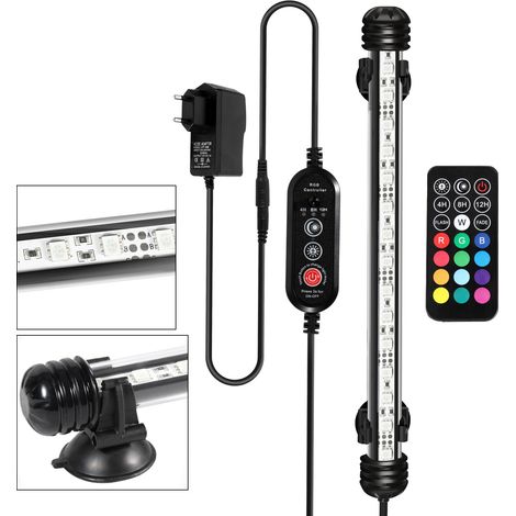 Randaco 58cm LED Éclairage Aquarium Lampe Tube Étanche Lighting Plongée A Economie D'energie Fish Tank Décoration avec Télécommande,RGB, pas de bruit (1/5)