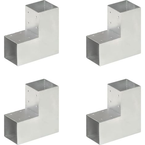 vidaXL Conectores de postes en L 4 uds metal galvanizado 91x91 mm (1/5)