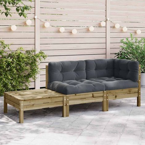 Canapé de jardin avec coussins et repose-pied-Salon de jardin Sofa extérieur bois pin imprégné 804529 (1/5)