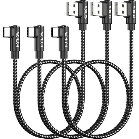 Câble USB C Coudé 50cm Pack de 3, 90 Degrés Câble USB C Charge Rapide 3A (1/5)