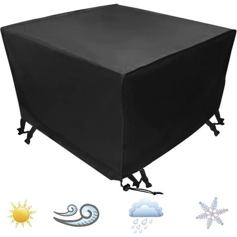 Housse de mobilier de jardin en polyester noir imperméable - 120 x 120 x 74 cm. (1/5)
