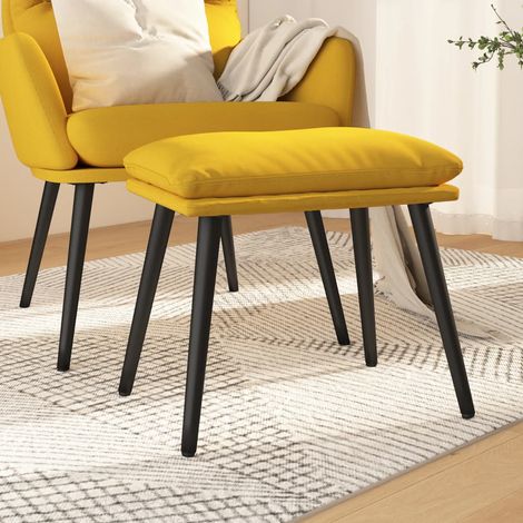 Repose-pieds jaune moutarde en tissu avec pieds métal 45 x 29,5 x 35 cm - PANGIVO (1/5)