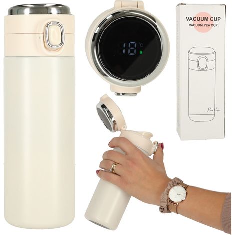 Mug isotherme avec embout led thermos 420ml beige (1/5)