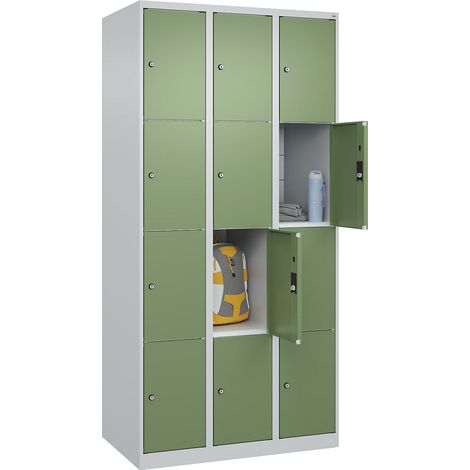 C+P, Vestiaire à 4 casiers Classic PLUS, 3 compartiments, gris (1/5)