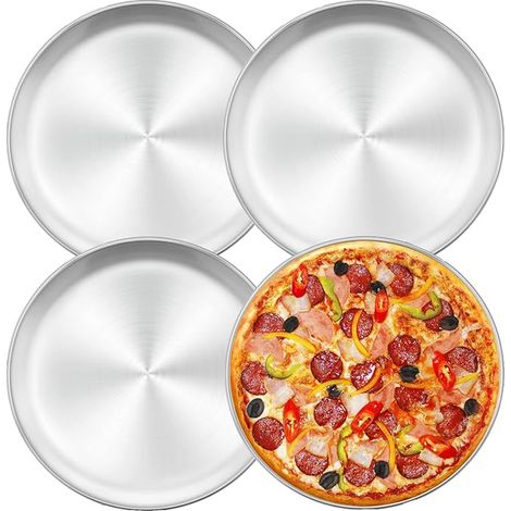 plaques à pizza rondes en acier inoxydable pour four Argenté 30 cm (1/4)