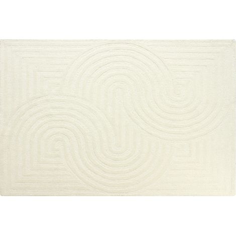 Tappeto 100% lana lavorato a mano - 160 x 230 cm - Bianco crema - 2000 g/mq - LUZAN (1/5)