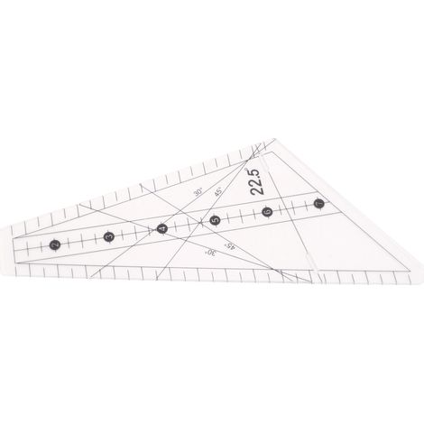 Règle de patchwork transparente à 22,5° avec fentes pour quilting et couture DIY - 36 cm (1/5)