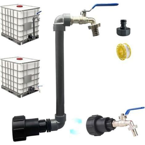 Robinet Cuve 1000L 3/4" S60X6 IBC, 2 en 1 Extension Intégrée, Raccord Cuve 1000 litres, Robinet Col de Cygne de Cuve, Adaptateur de Réservoir IBC Adaptateur Cuve (3/4") (1/5)