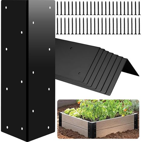 Lot de 8 Supports d'angle en Métal pour Parterre de Jardin Surélevé Équerres 27,9 x 7,6 x 7,6 cm avec Vis, Connecteurs pour Jardinières en Bois, Potagers Surélevés et Projets DIY (1/5)