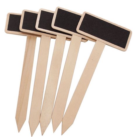 CSPARKV Lot de 20 étiquettes en bois pour plantes de jardin - Tableau noir - Avec stylo de marquage pour plantes d'intérieur et d'extérieur - Étiquettes pour plantes en pot, herbes, fleurs, légumes (1/5)