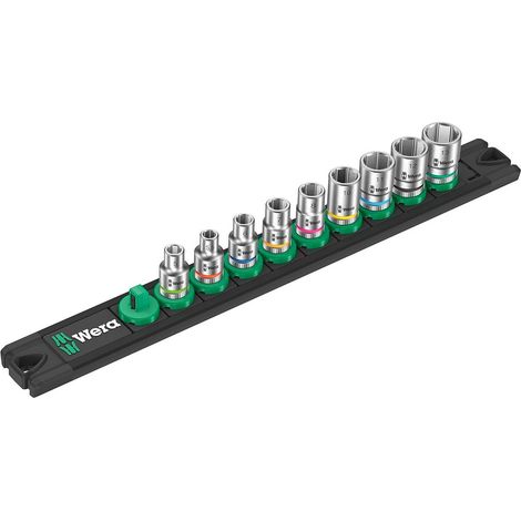 Set de 9 llaves de vaso Zyklop 1/4" WERA Nuss-Magnetleiste A 4
