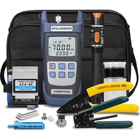 FTTH-Glasfaser-Werkzeugsatz, 70 dBm bis +10 dBm Leistungsmesser und 10 MW visueller Fehlerorter, AUA-6S-Glasfaser-Cleaver (gemischte Farben)