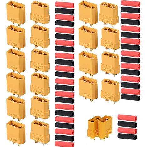 10 Paires XT90 Bullet Connecteur Plug Male Female,XT90 Batterie Connecteur, avec rétrécissement de la Chaleur pour Batterie de Voiture/Bateau/LiPo RC (1/5)