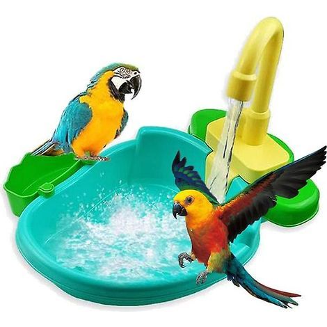 Automatischer Vogelfutterspender für Papageien, Poolhahn, Papageienbadewanne, Duschwasserspender, Vogelkäfig, Papageienspielzeug fürs Badezimmer (1/5)