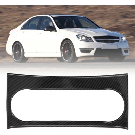 Dekorativer Aufnäher aus strukturierter Kohlefaser für den Rahmen der Klimabedienknöpfe in der Mittelkonsole des Fahrzeugs, kompatibel mit Mercedes-Benz C-Klasse W204 2011-2015 (Referenz: OC04086) (1/5)