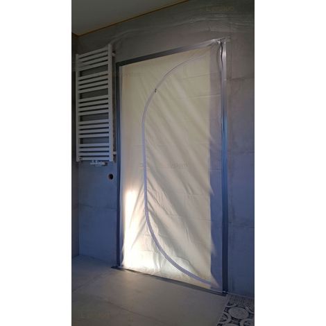 Puerta antipolvo de aluminio de 110x220 cm con cerradura para reformas y construcción. (1/5)