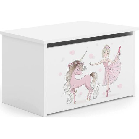 Dmora - Container-Box Bialystok, Mehrzweckbehälter, Containerkoffer, Aufbewahrungskiste, 40x42 h73 cm, Weiß mit Einhorn (1/4)