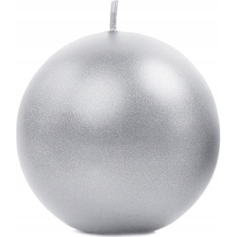 Kerze "Sphere" (FI 80) metallisch, silber, 1 Stück.