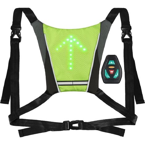 Reflektierende Fahrradweste, reflektierende Rucksack-Clip-Befestigung, wiederaufladbar über USB mit LED-Blinkerlicht, Fernbedienung, Sicherheitsausrüstung zum Radfahren, Laufen