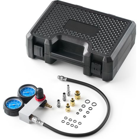 Mophorn Kit de test de compression pour moteurs, outil de mesure de 0-6,9 bars, conçu pour vérifier la pression et détecter les fuites dans les moteurs de voitures et motos, avec 4 adaptateurs inclus (1/2)