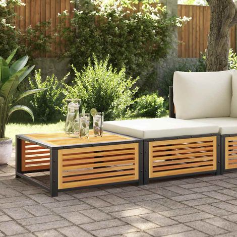 Meuble bas de jardin et tabouret en bois d'acacia massif et acier, salon extérieur - PANGIVO (1/5)