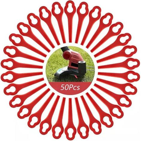 DEESSE SHOP - Lot de 50 Lames compatible pour Ferrex Aldi Far 20-i Coupe Bordure, lames de rechange pour Coupe Bordure sans fil Ferrex L95(13×8mm-rouge) (1/3)